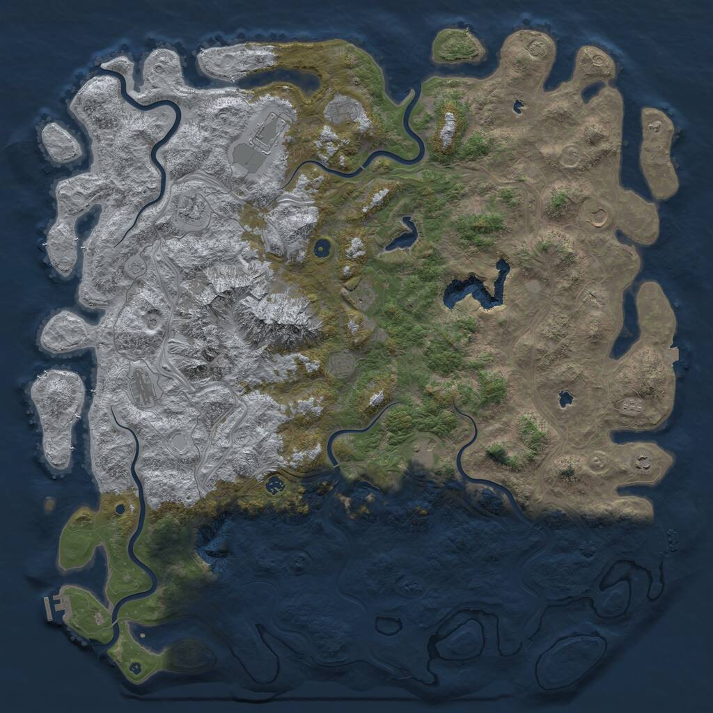 Rust Map: Procedural Map, Size: 6000, Seed: 839433745, 17 Monuments