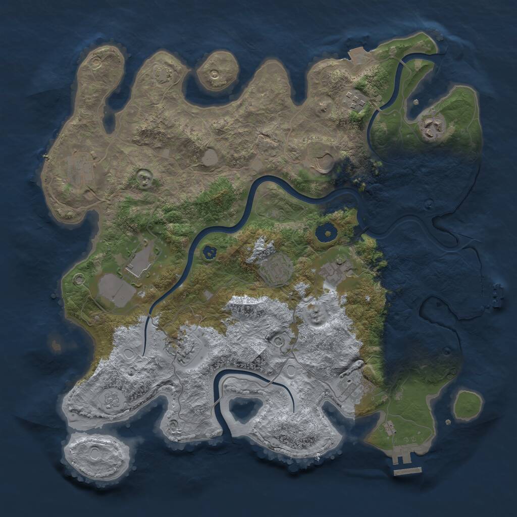Rust Map: Procedural Map, Size: 3750, Seed: 15505413, 15 Monuments