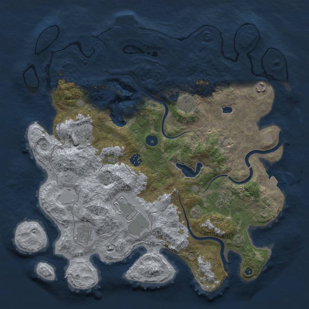 Rust Map: Procedural Map, Size: 4000, Seed: 2095284931, 13 Monuments