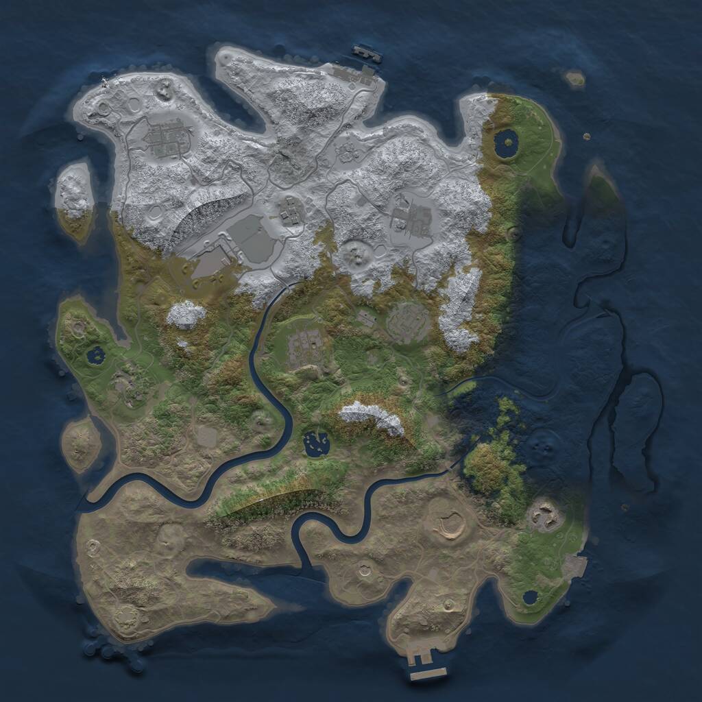 Rust Map: Procedural Map, Size: 3900, Seed: 123361883, 16 Monuments