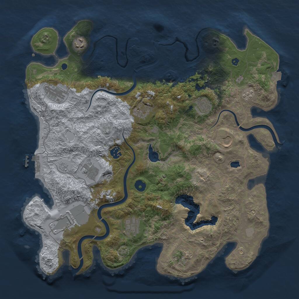 Rust Map: Procedural Map, Size: 4000, Seed: 1218746065, 17 Monuments