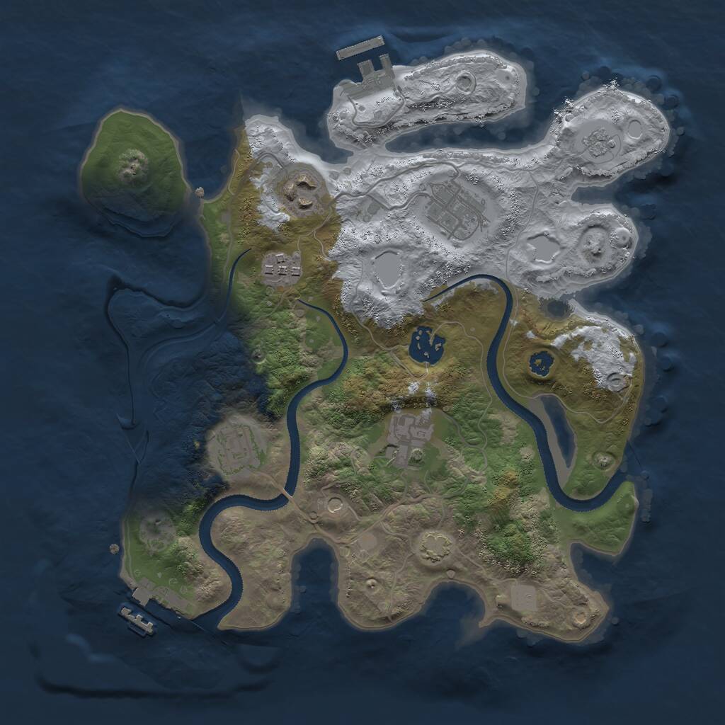 Rust Map: Procedural Map, Size: 3000, Seed: 208263324, 12 Monuments