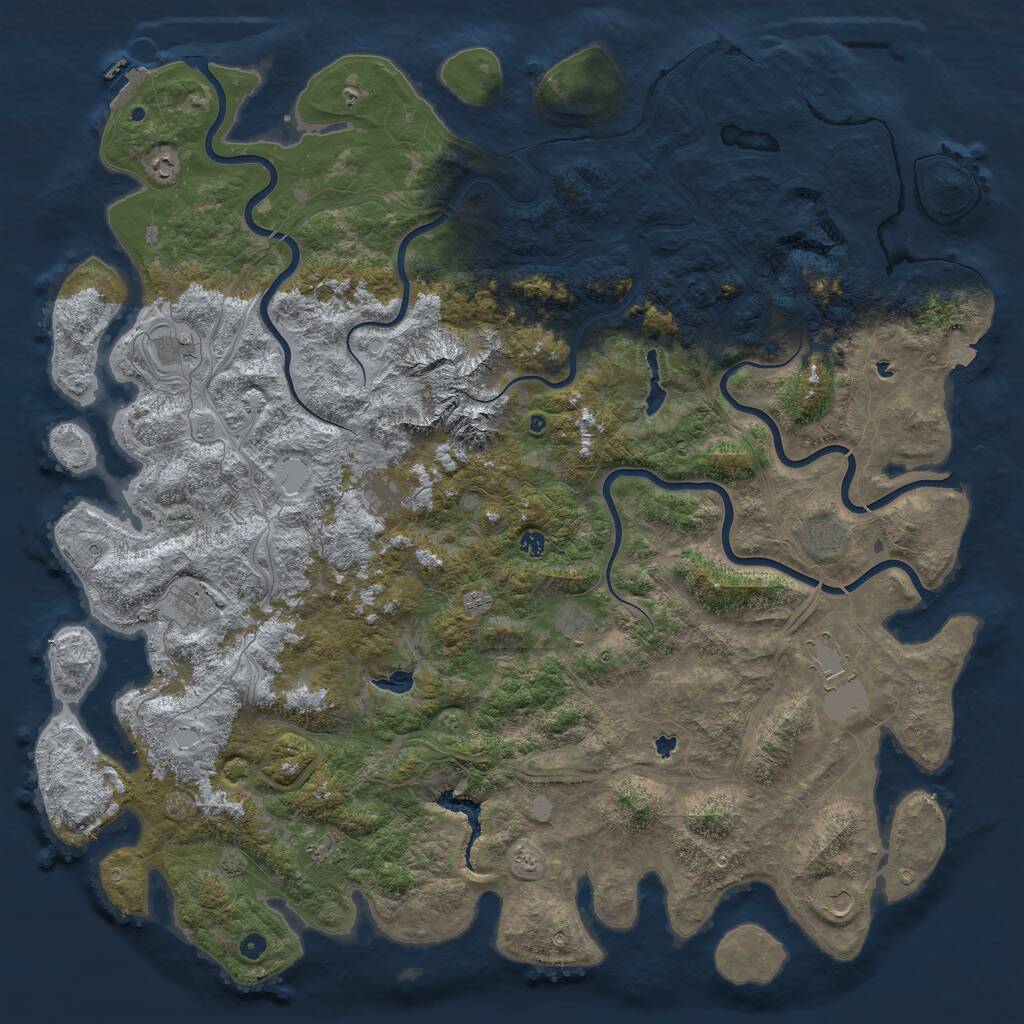 Rust Map: Procedural Map, Size: 6000, Seed: 34267, 17 Monuments