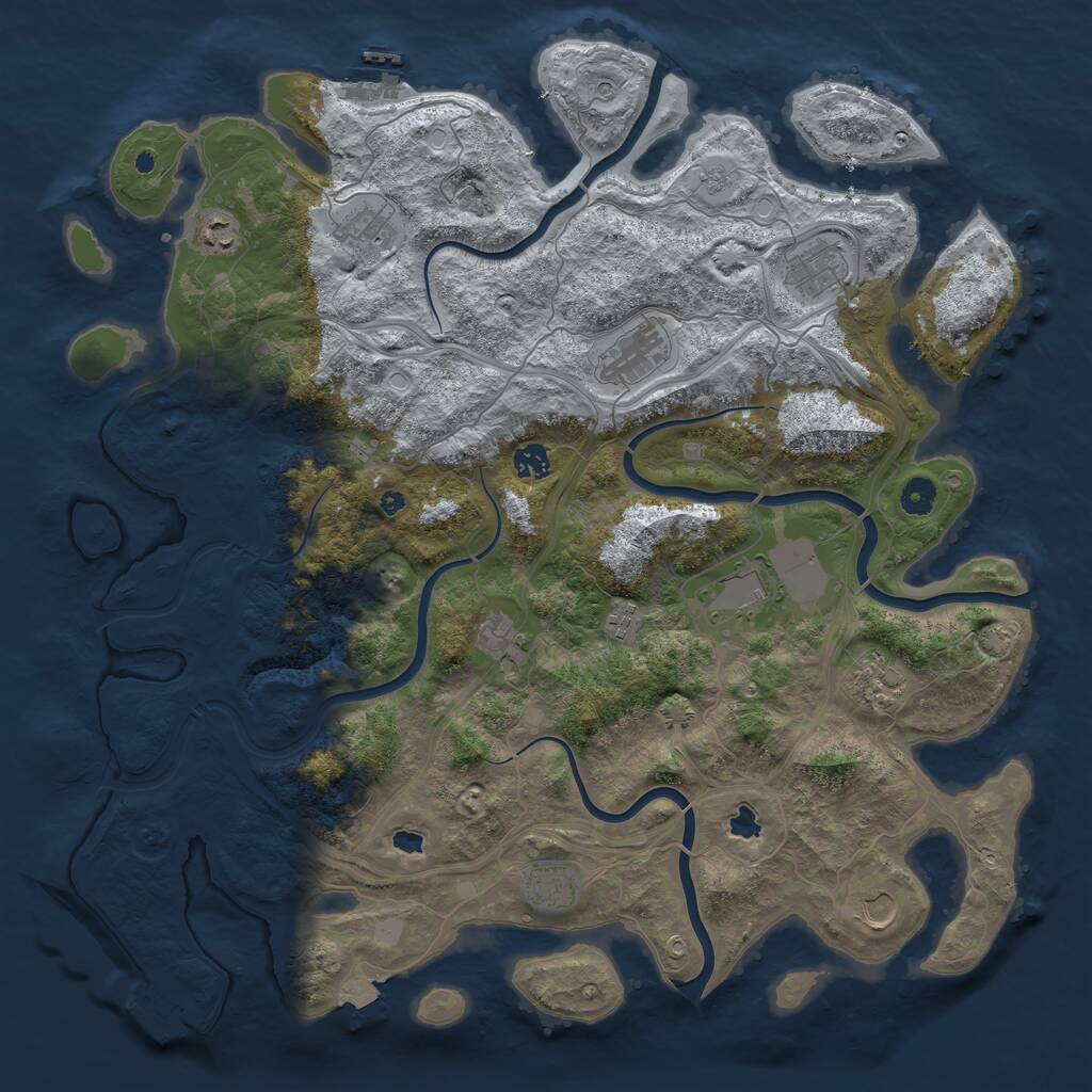 Rust Map: Procedural Map, Size: 4500, Seed: 122647421, 17 Monuments