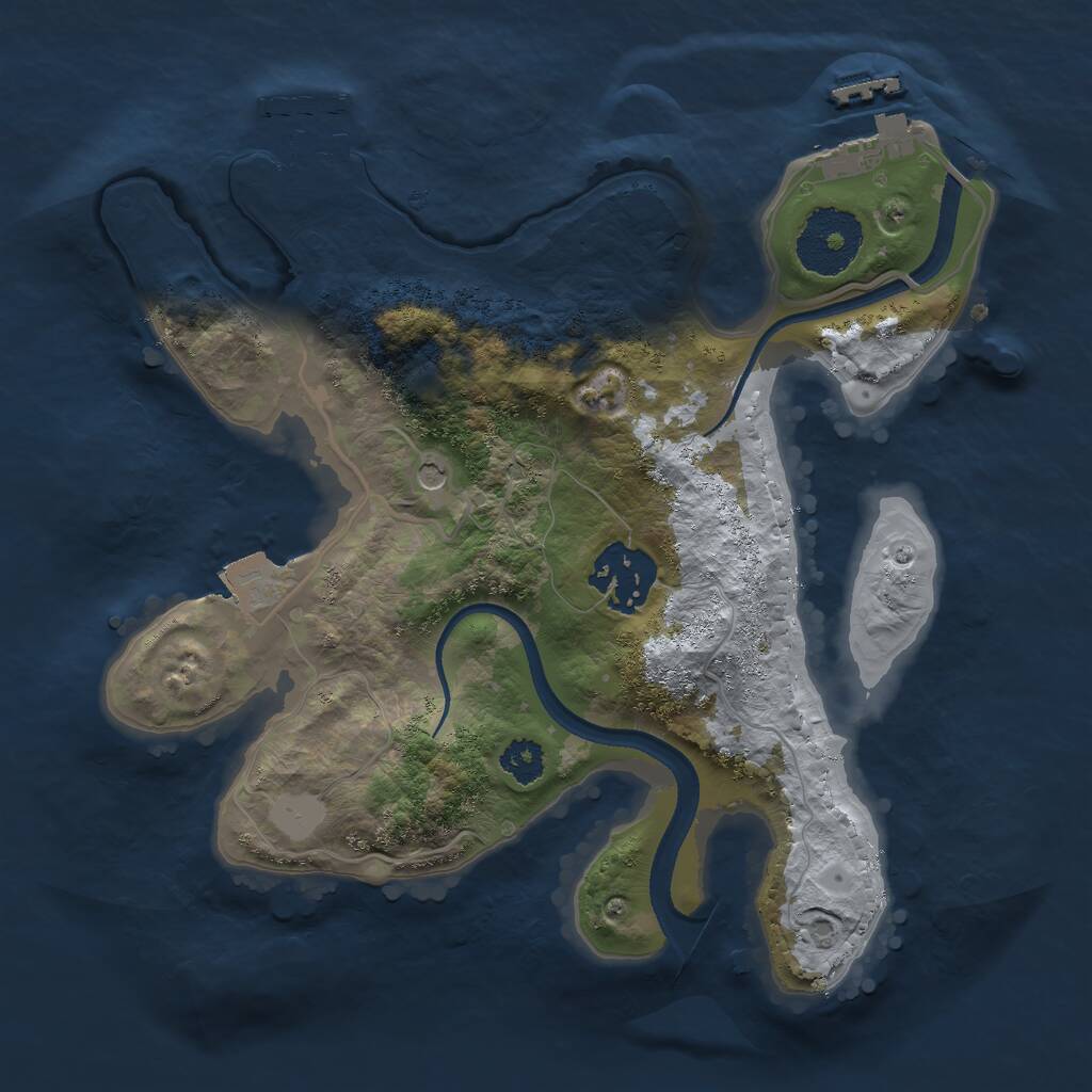 Rust Map: Procedural Map, Size: 2500, Seed: 609294440, 5 Monuments