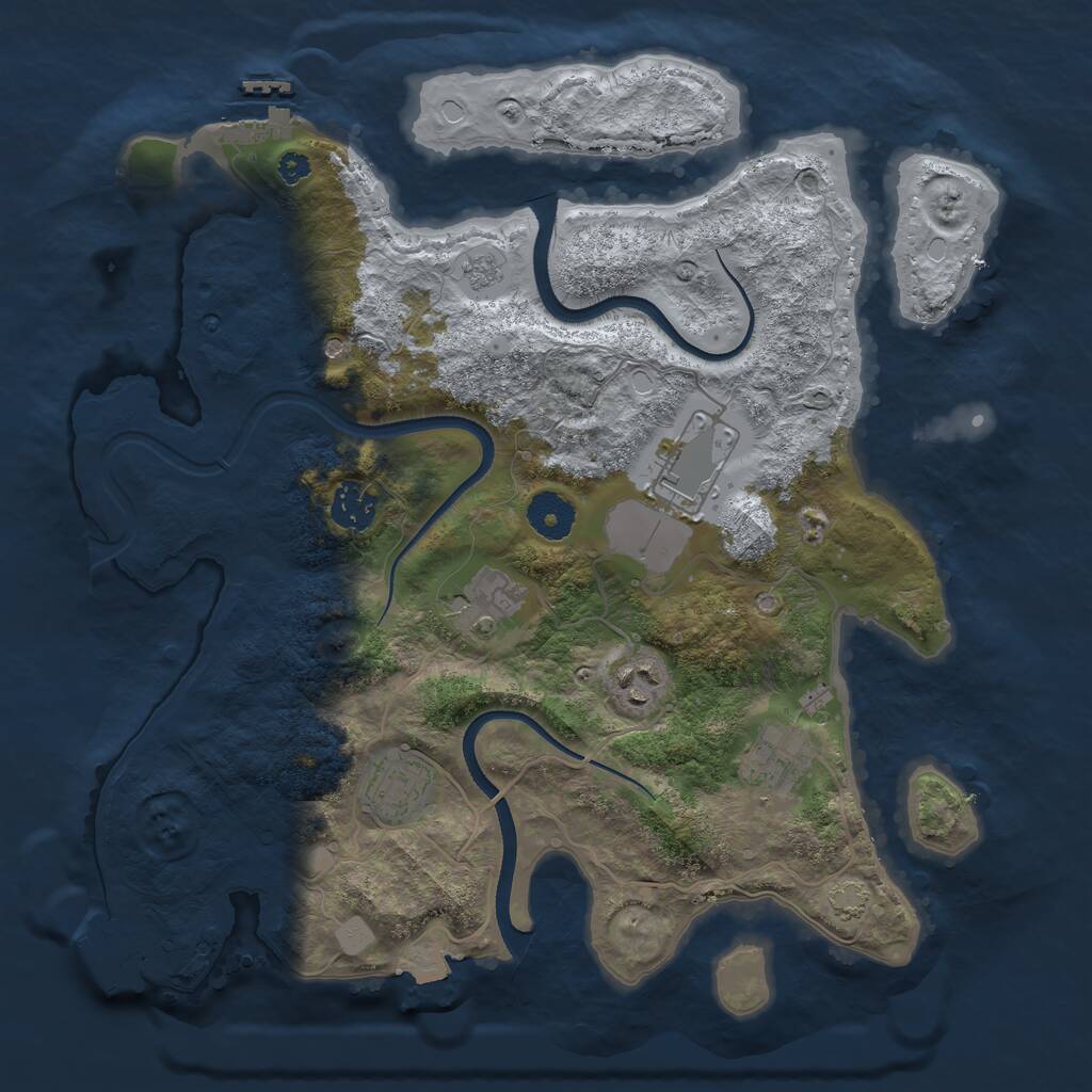 Rust Map: Procedural Map, Size: 3500, Seed: 6729, 12 Monuments