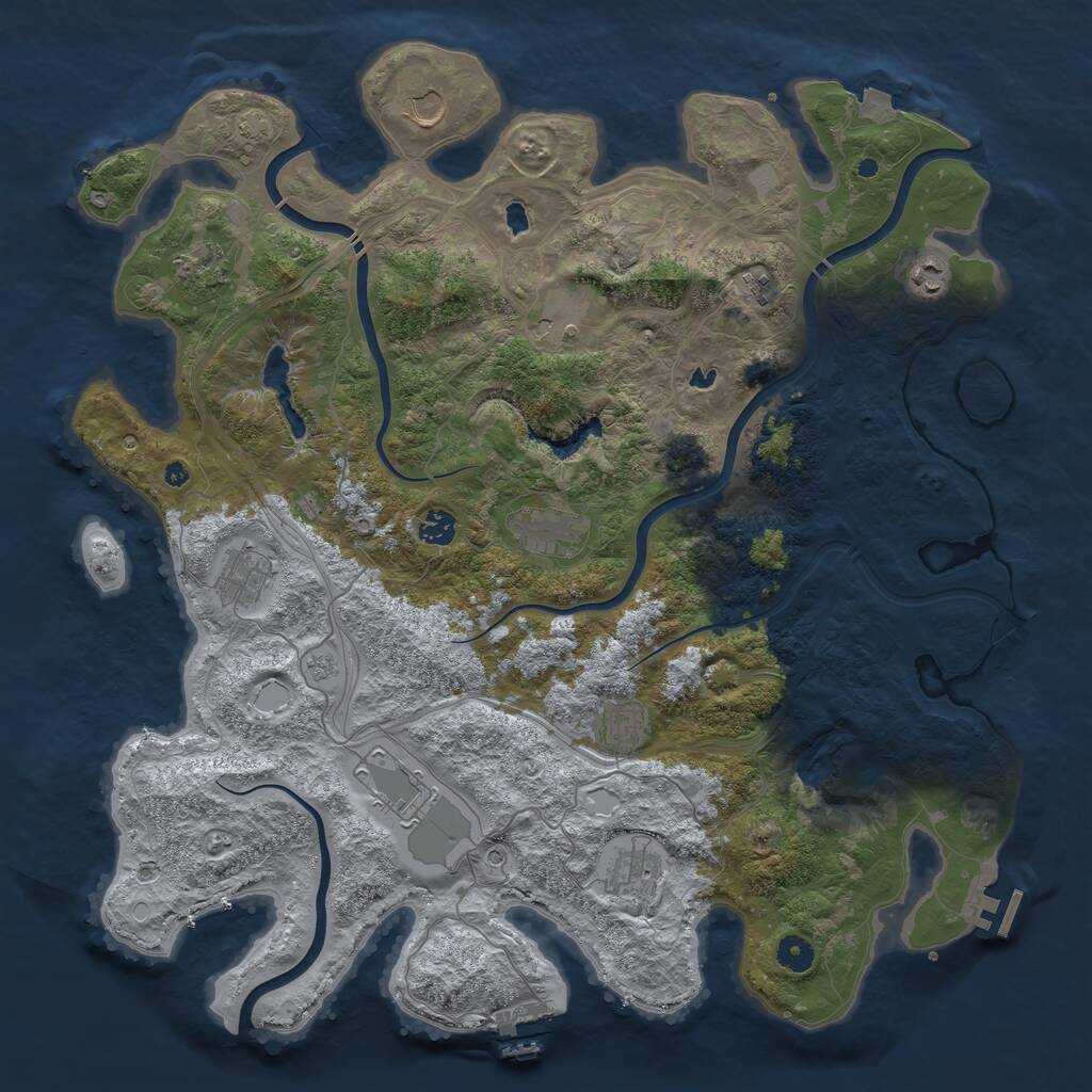 Rust Map: Procedural Map, Size: 4500, Seed: 1484236471, 17 Monuments