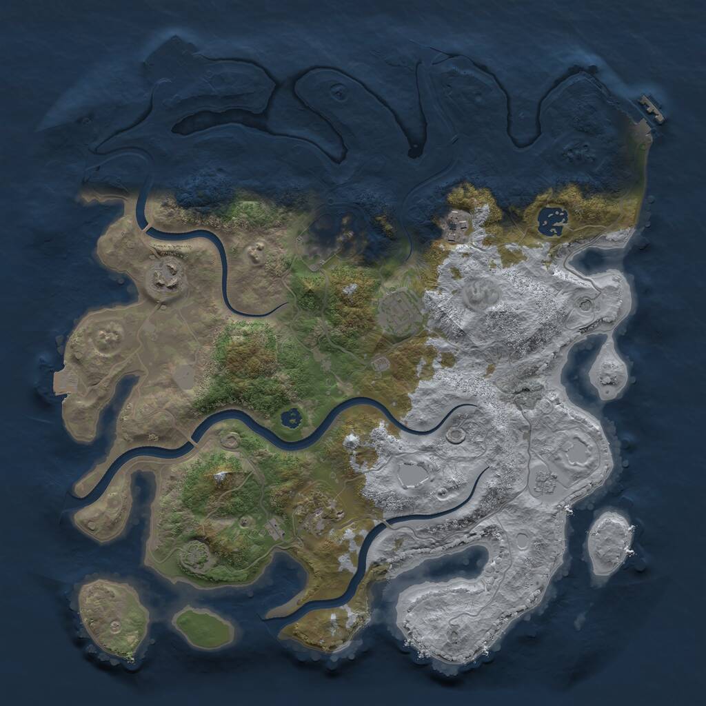 Rust Map: Procedural Map, Size: 3500, Seed: 40759287, 12 Monuments