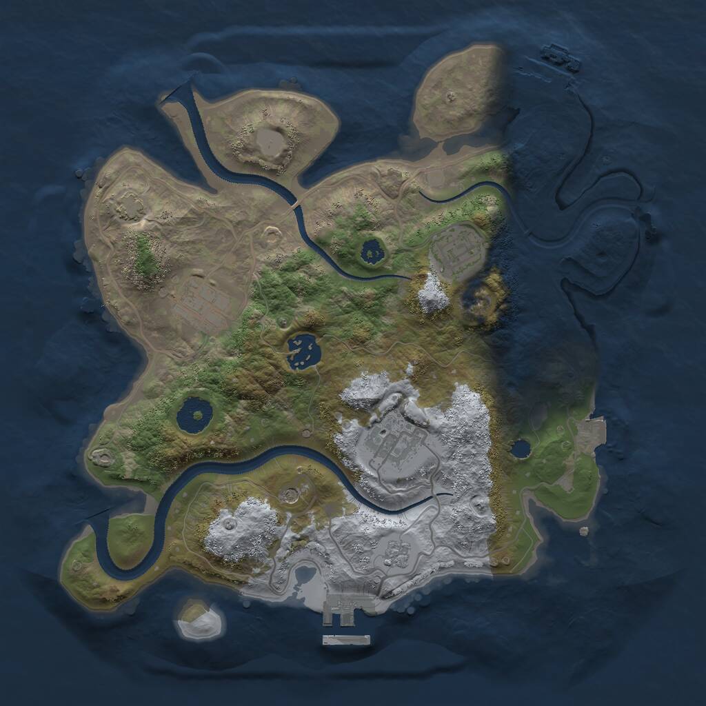 Rust Map: Procedural Map, Size: 3000, Seed: 21048, 10 Monuments