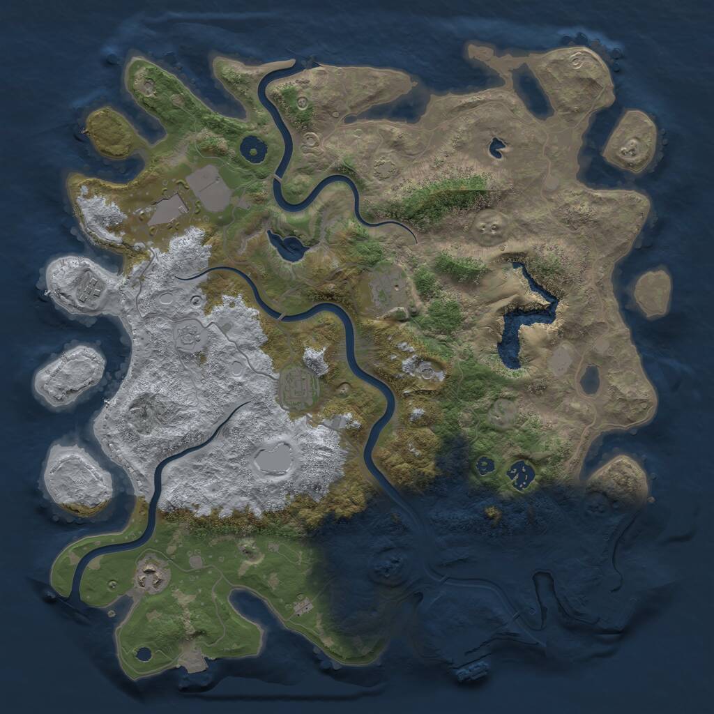 Rust Map: Procedural Map, Size: 4000, Seed: 946393369, 12 Monuments