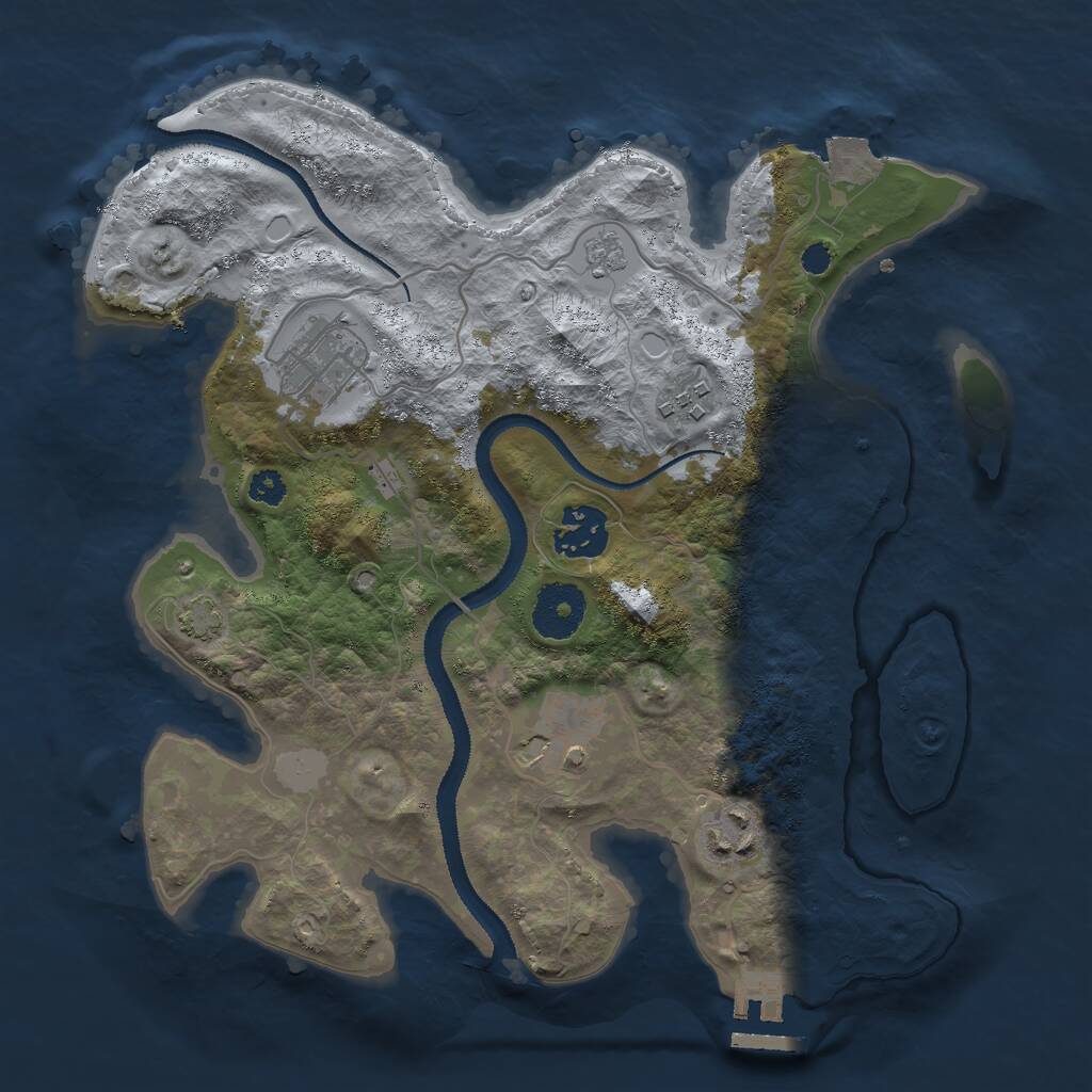 Rust Map: Procedural Map, Size: 3000, Seed: 69579, 9 Monuments