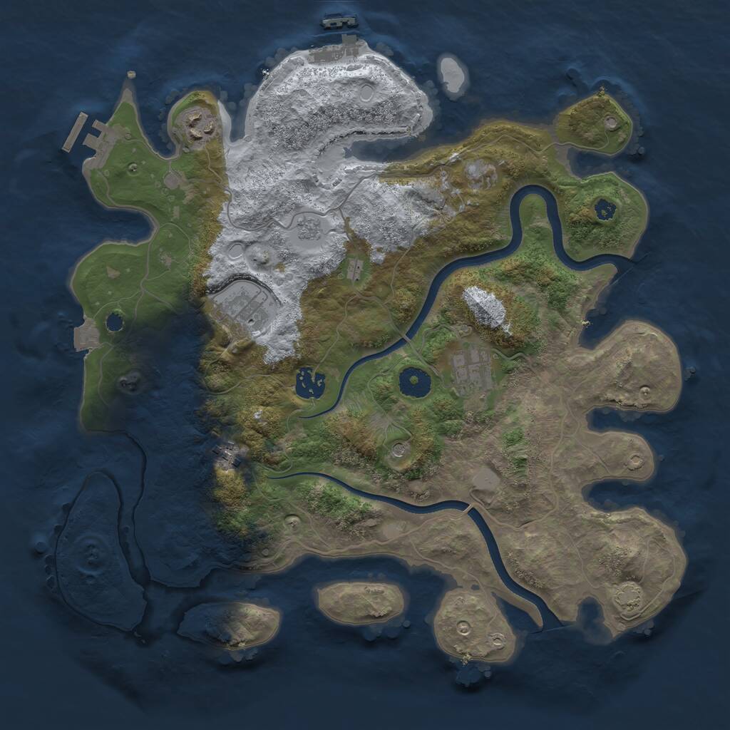 Rust Map: Procedural Map, Size: 3500, Seed: 1845738274, 11 Monuments