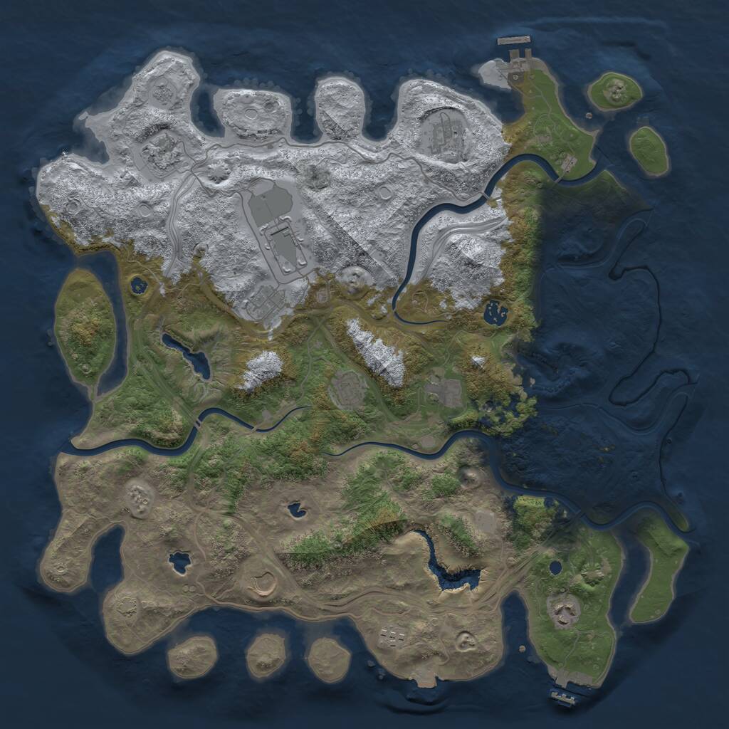 Rust Map: Procedural Map, Size: 4500, Seed: 208728353, 16 Monuments