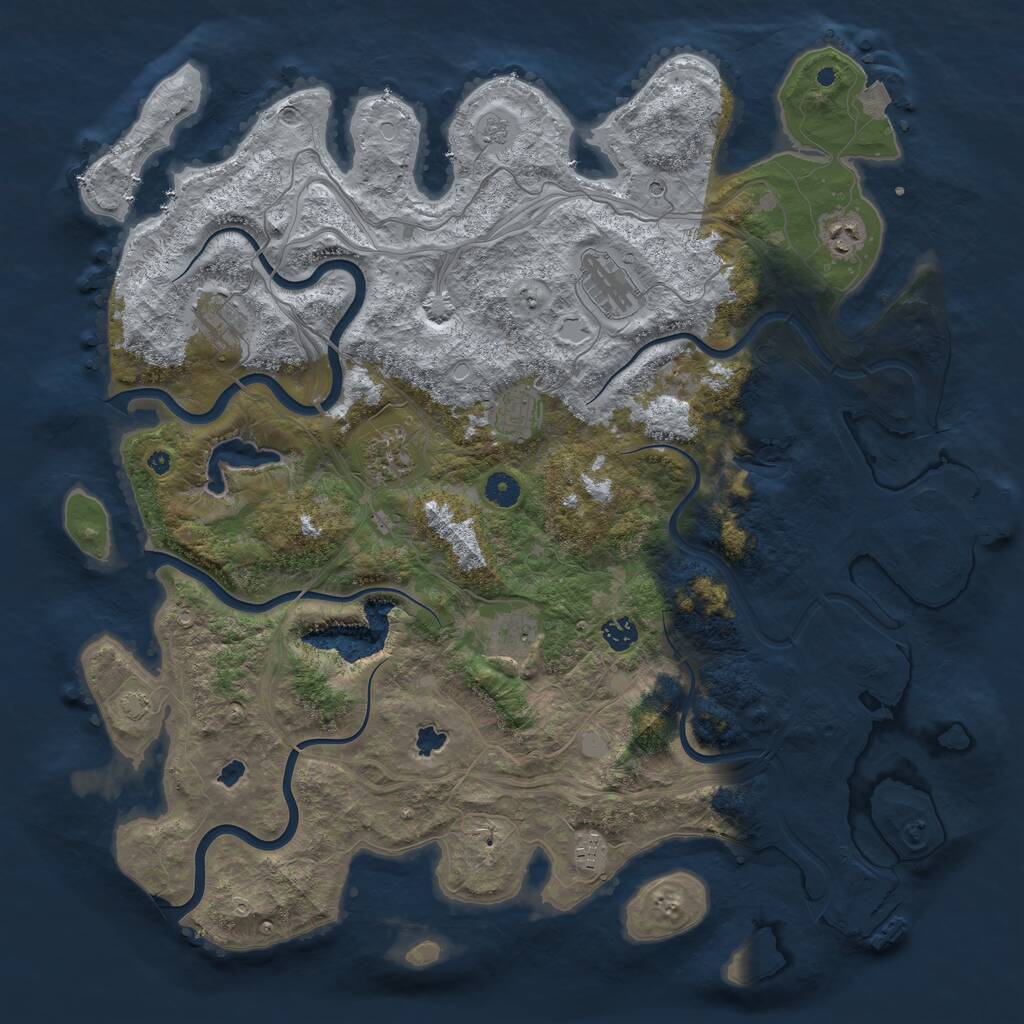 Rust Map: Procedural Map, Size: 4500, Seed: 143501174, 14 Monuments