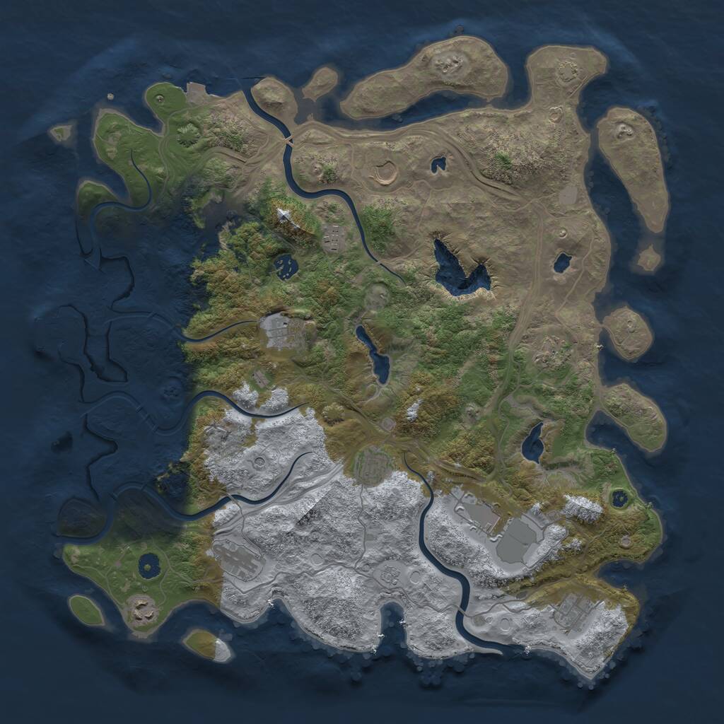 Rust Map: Procedural Map, Size: 4500, Seed: 107297272, 16 Monuments