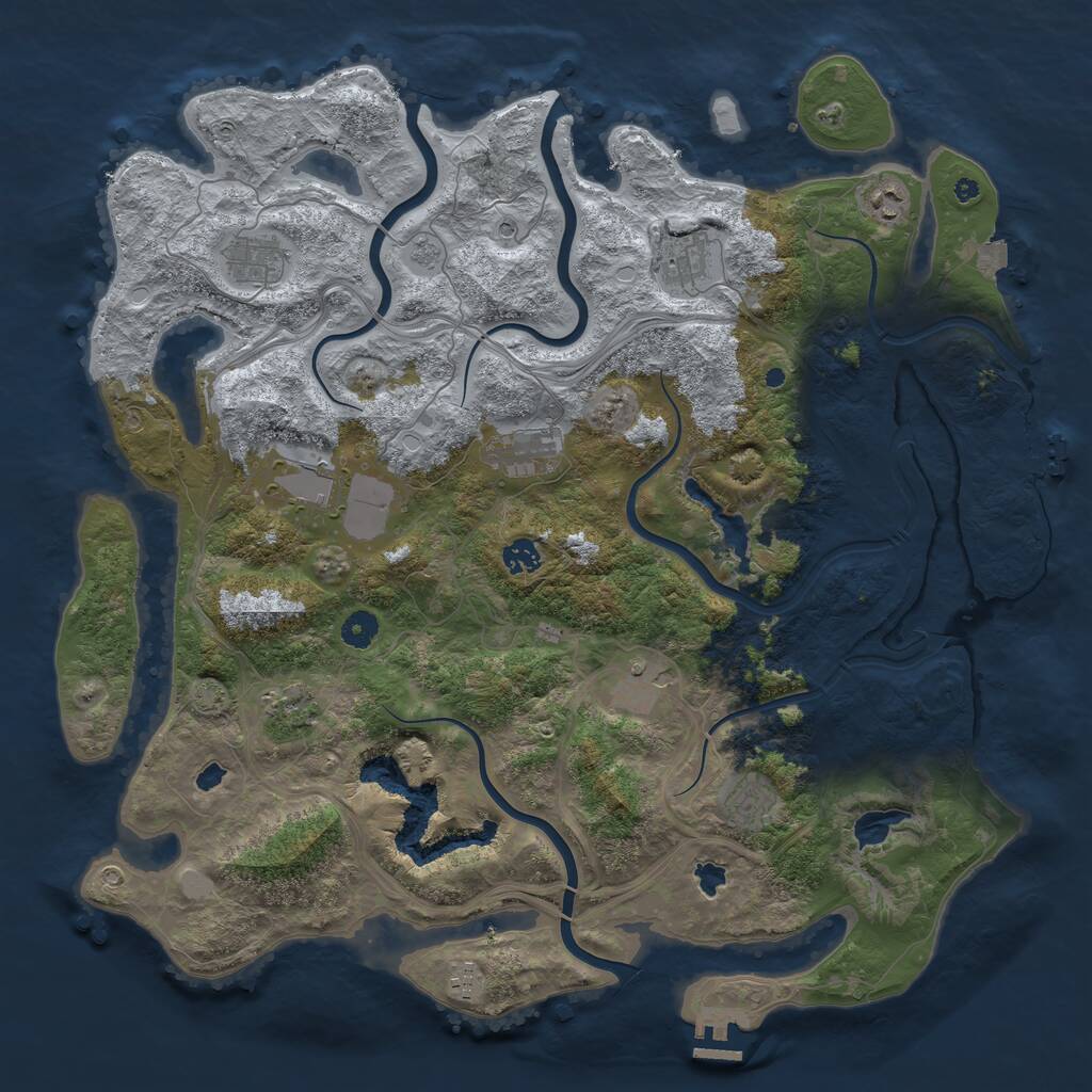 Rust Map: Procedural Map, Size: 4500, Seed: 824084859, 16 Monuments