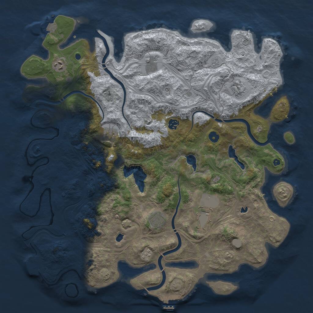 Rust Map: Procedural Map, Size: 4500, Seed: 631611177, 14 Monuments
