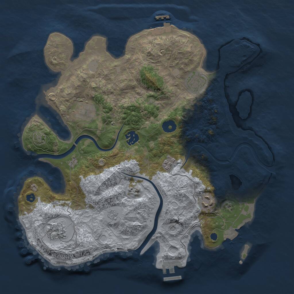 Rust Map: Procedural Map, Size: 3300, Seed: 853335896, 12 Monuments