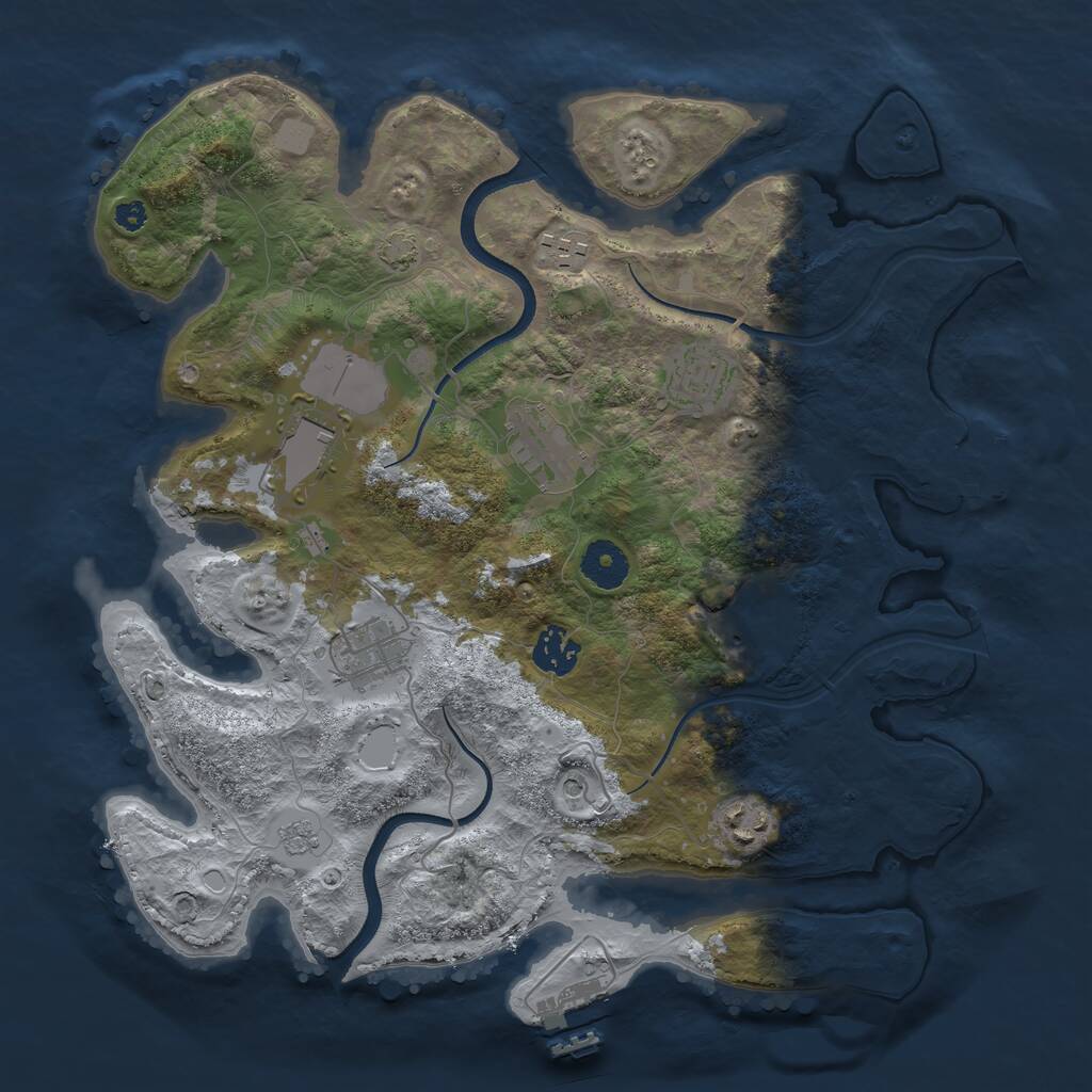 Rust Map: Procedural Map, Size: 3500, Seed: 1694, 14 Monuments