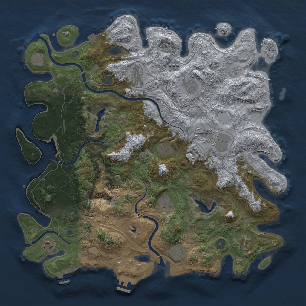 Rust Map: Procedural Map, Size: 4500, Seed: 61916237, 18 Monuments