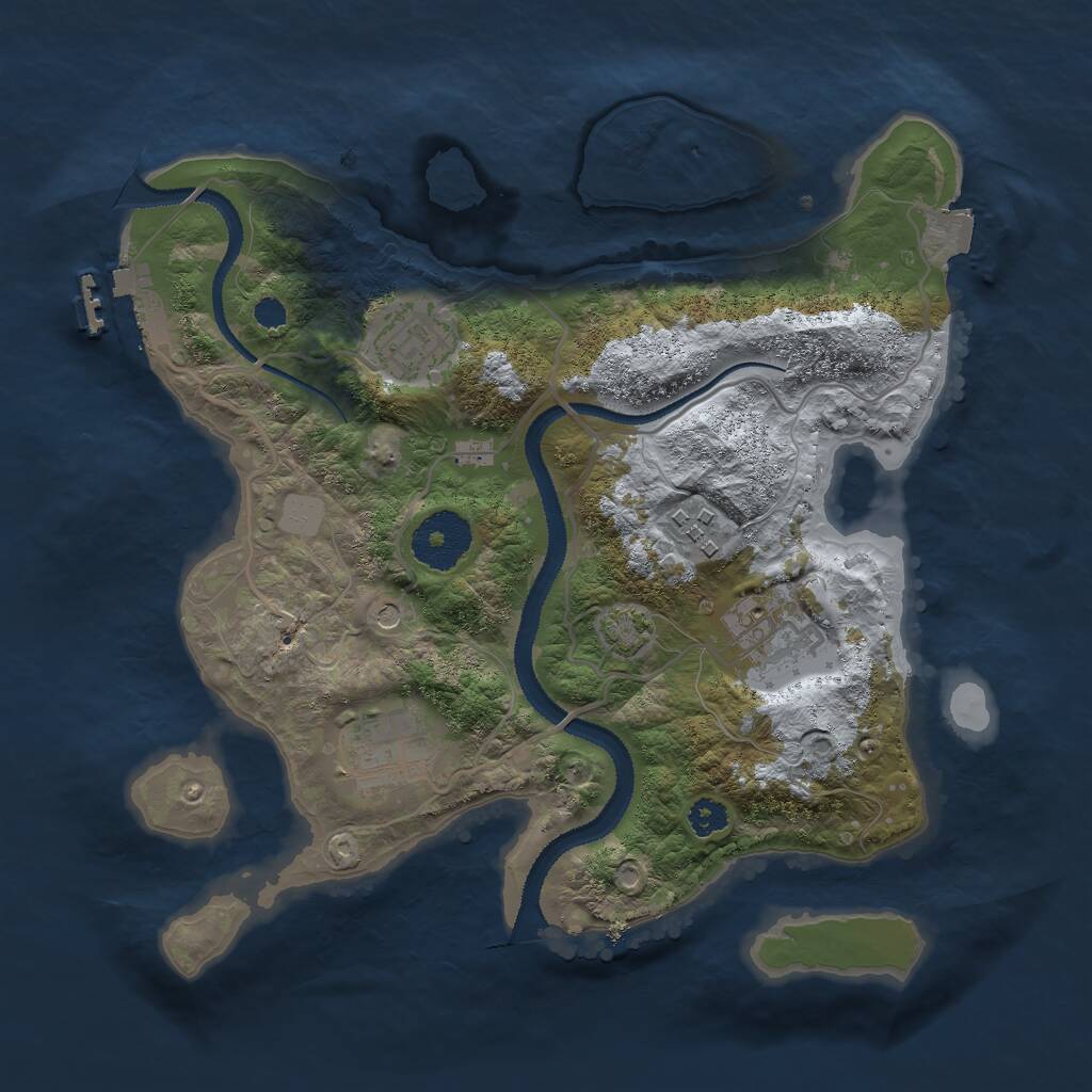 Rust Map: Procedural Map, Size: 2850, Seed: 389051692, 8 Monuments