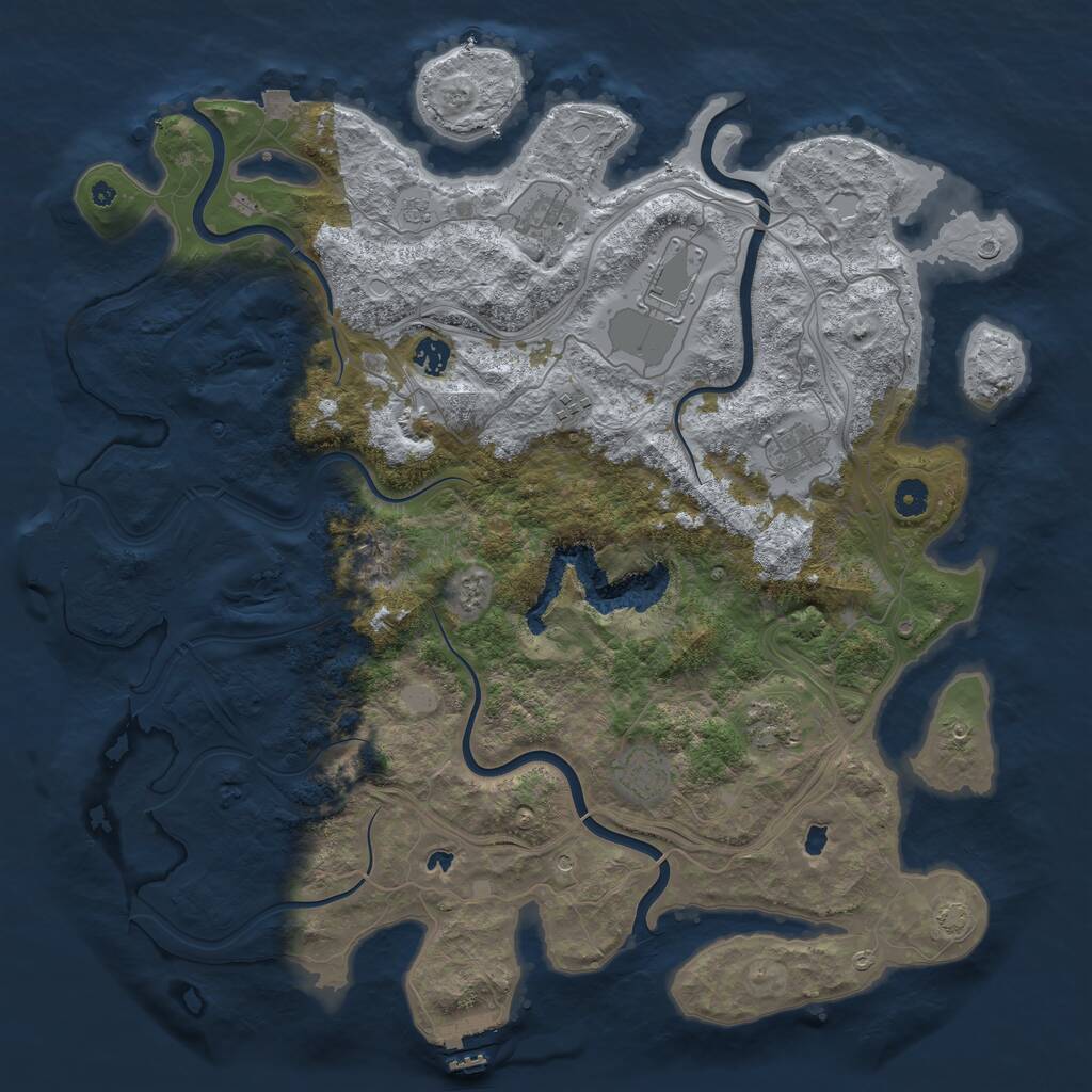 Rust Map: Procedural Map, Size: 4500, Seed: 1452592278, 13 Monuments
