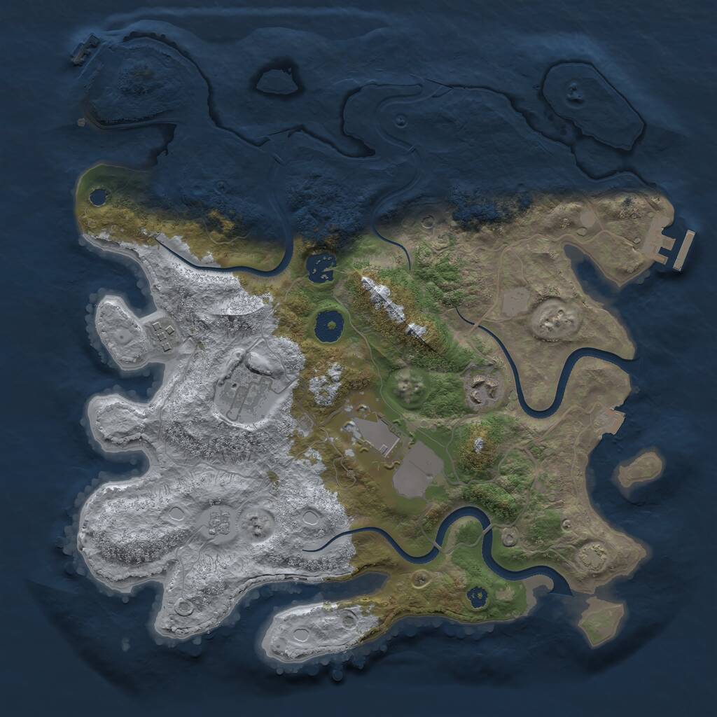 Rust Map: Procedural Map, Size: 3500, Seed: 803488674, 11 Monuments