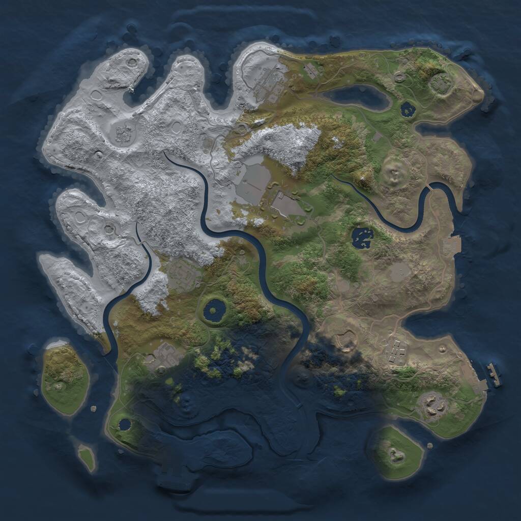 Rust Map: Procedural Map, Size: 3500, Seed: 239609877, 14 Monuments