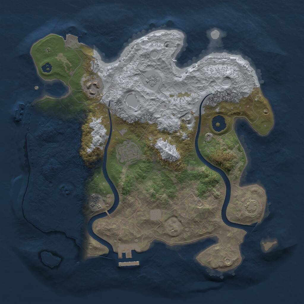 Rust Map: Procedural Map, Size: 3000, Seed: 832965523, 8 Monuments