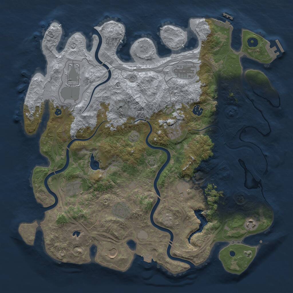 Rust Map: Procedural Map, Size: 4250, Seed: 383821432, 16 Monuments