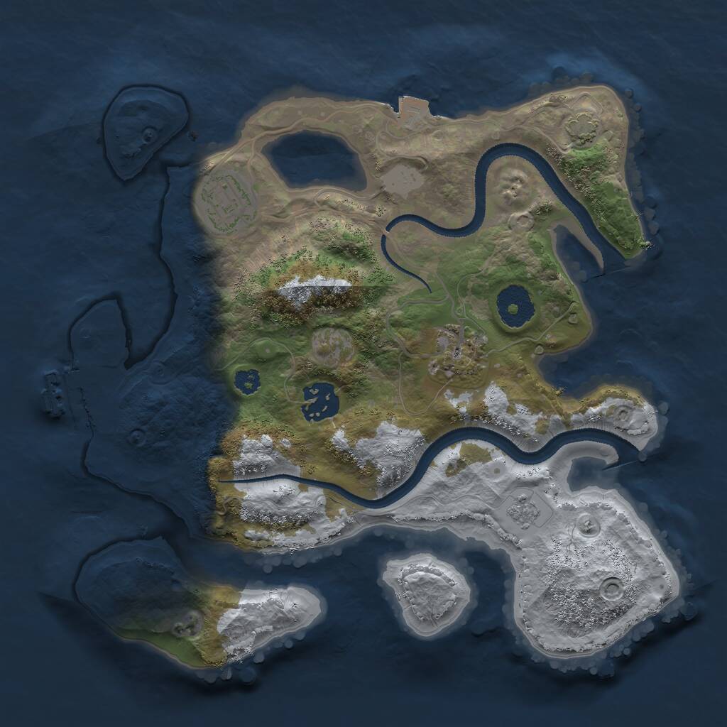 Rust Map: Procedural Map, Size: 2800, Seed: 1229227497, 7 Monuments