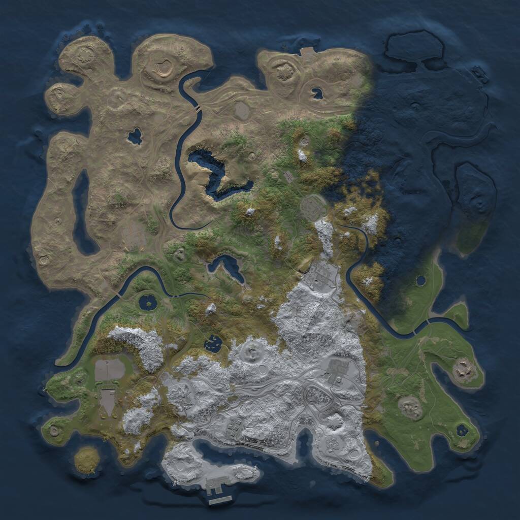 Rust Map: Procedural Map, Size: 4500, Seed: 2051399508, 16 Monuments