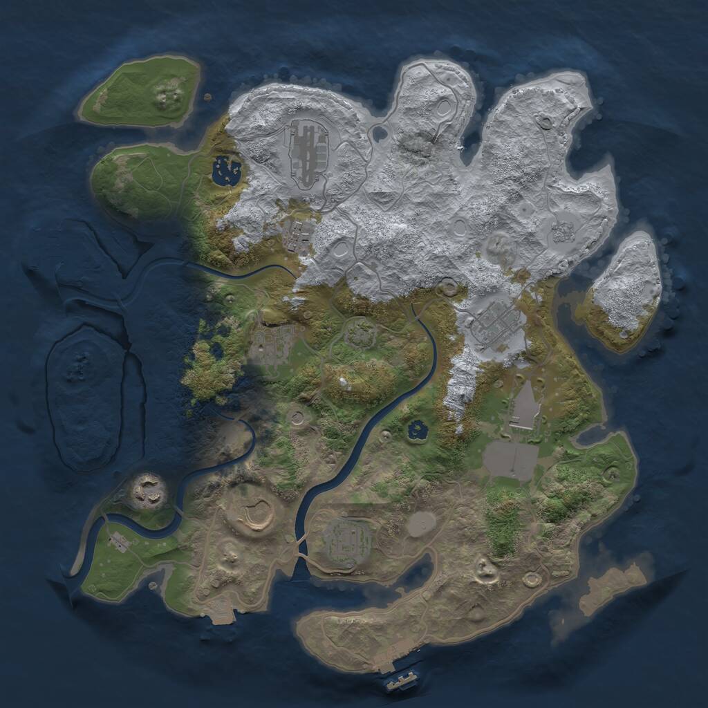 Rust Map: Procedural Map, Size: 3500, Seed: 59969, 15 Monuments