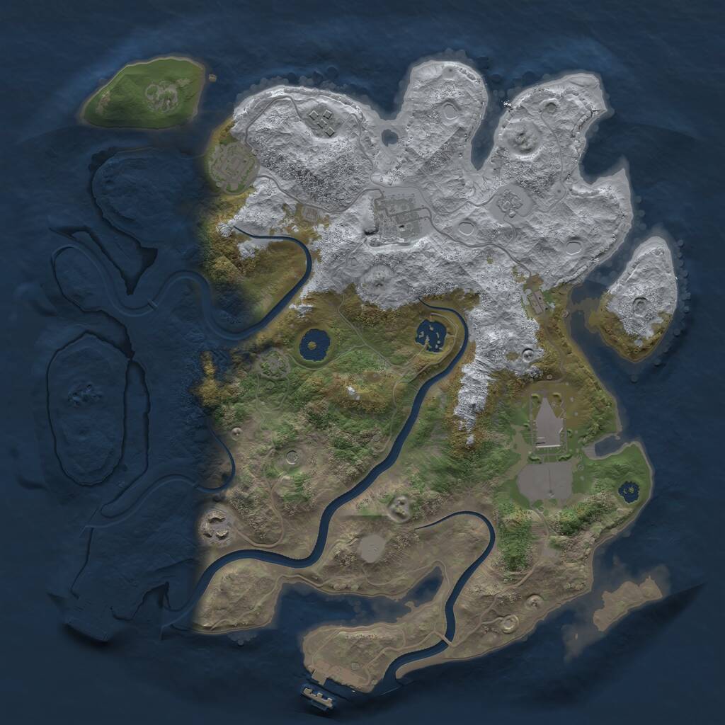 Rust Map: Procedural Map, Size: 3500, Seed: 59969, 12 Monuments