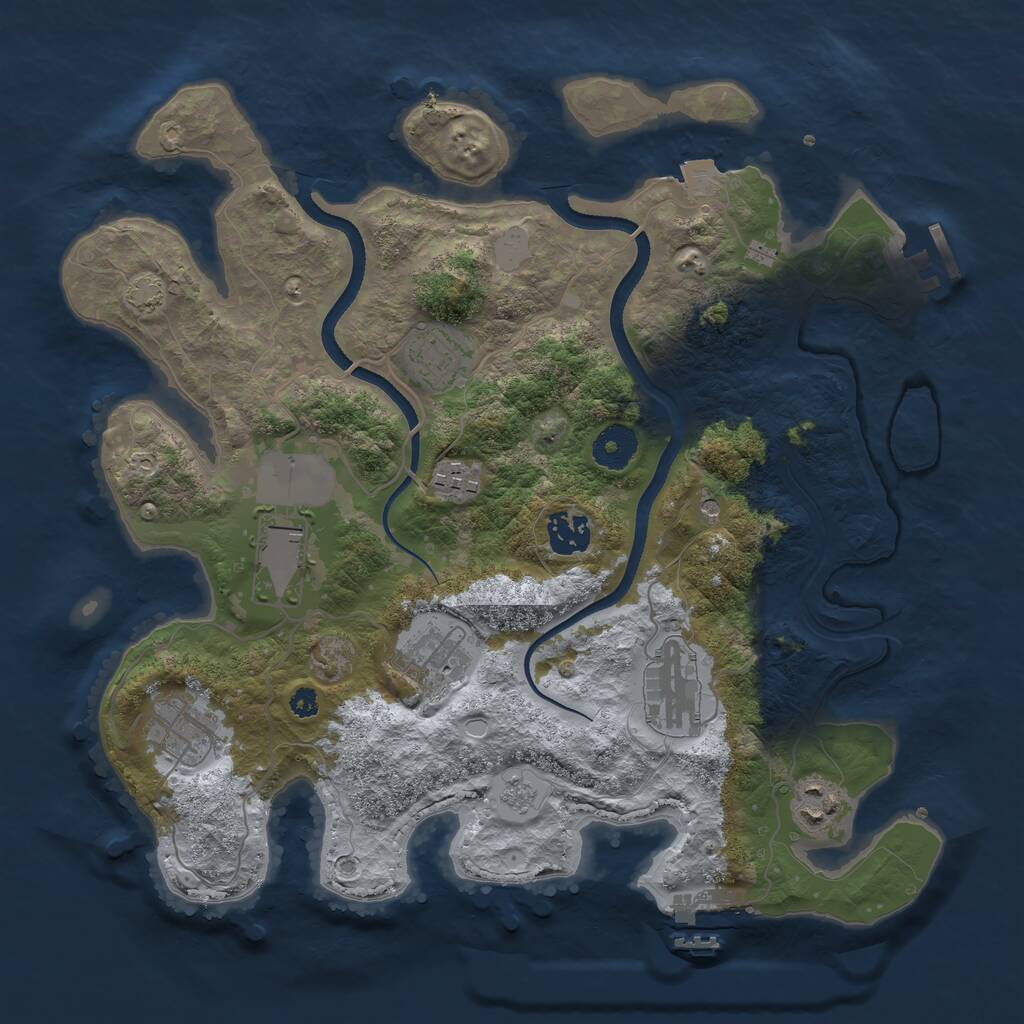 Rust Map: Procedural Map, Size: 3500, Seed: 1058881240, 14 Monuments