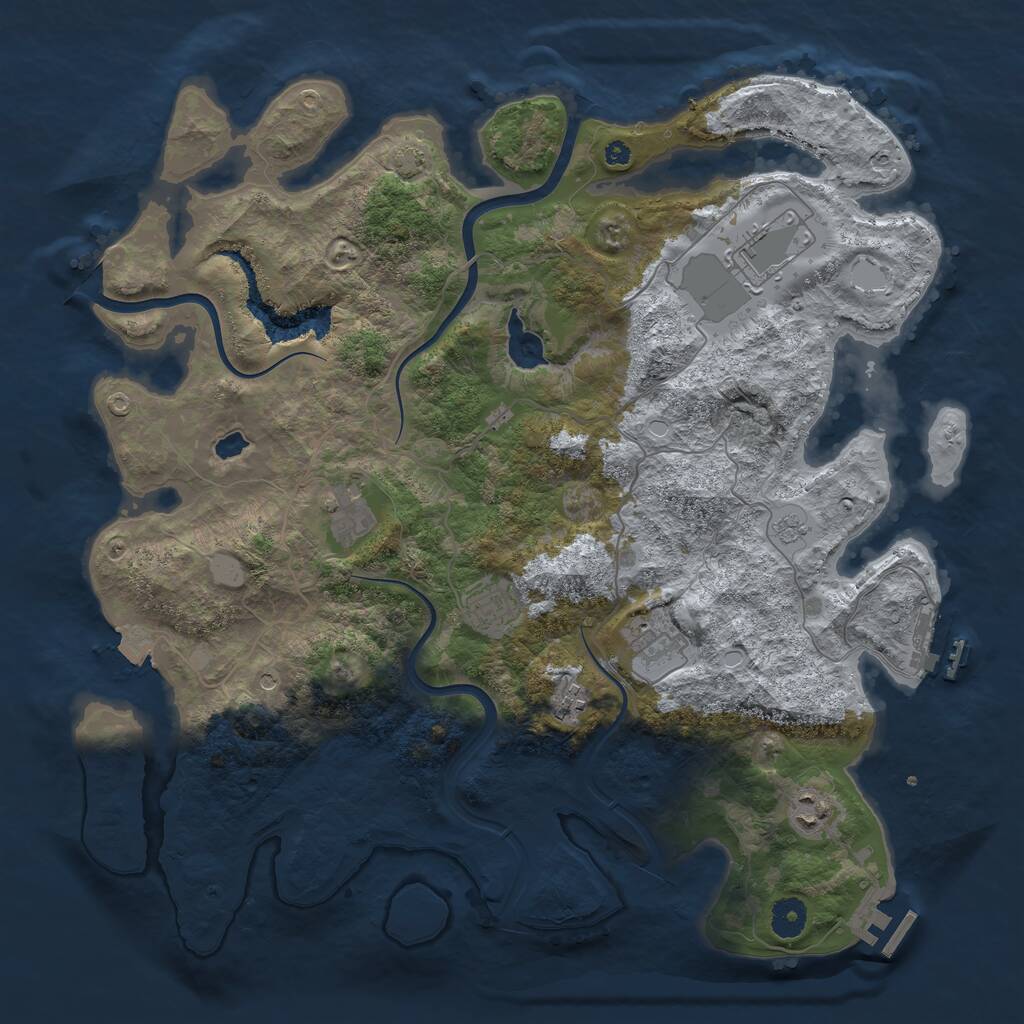 Rust Map: Procedural Map, Size: 4000, Seed: 987456321, 12 Monuments