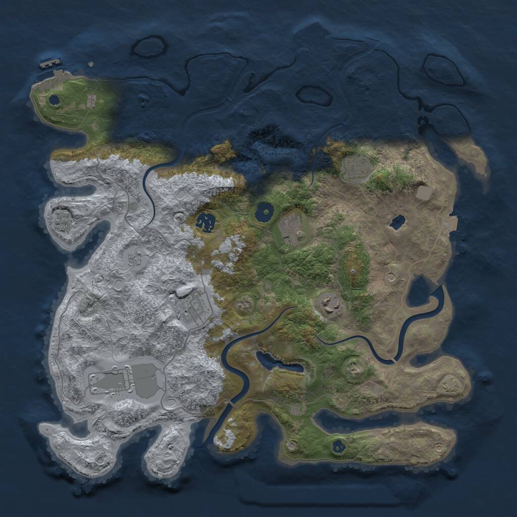 Rust Map: Procedural Map, Size: 4000, Seed: 230702939, 13 Monuments