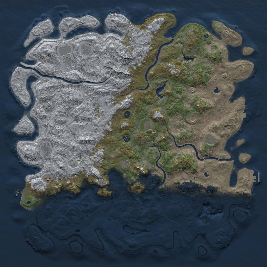 Rust Map: Procedural Map, Size: 6000, Seed: 1818367802, 17 Monuments