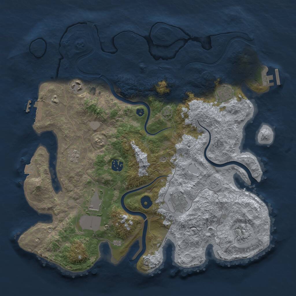 Rust Map: Procedural Map, Size: 3700, Seed: 1887103928, 13 Monuments