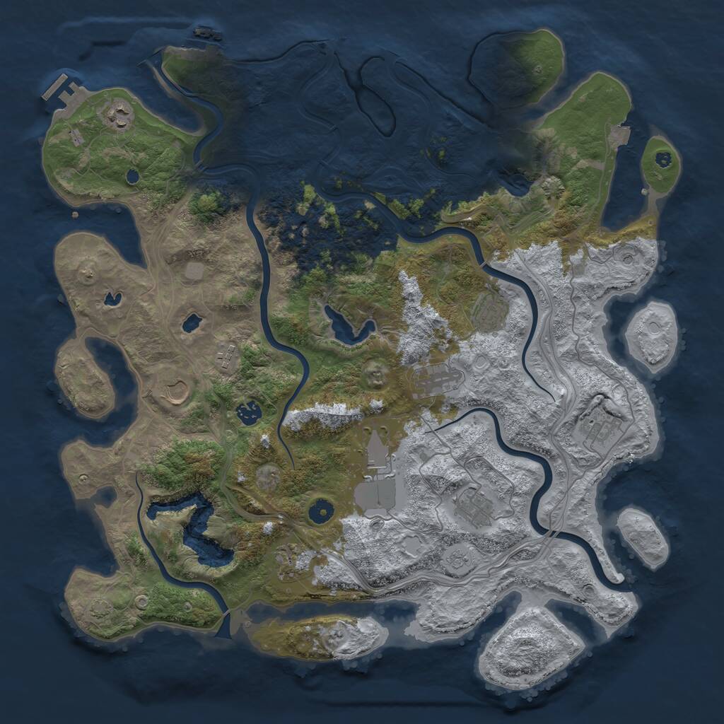 Rust Map: Procedural Map, Size: 4500, Seed: 244829114, 16 Monuments