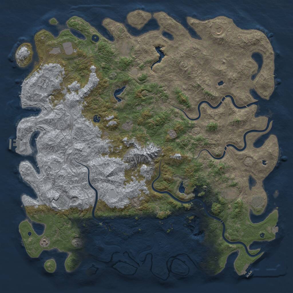 Rust Map: Procedural Map, Size: 6000, Seed: 345678, 17 Monuments