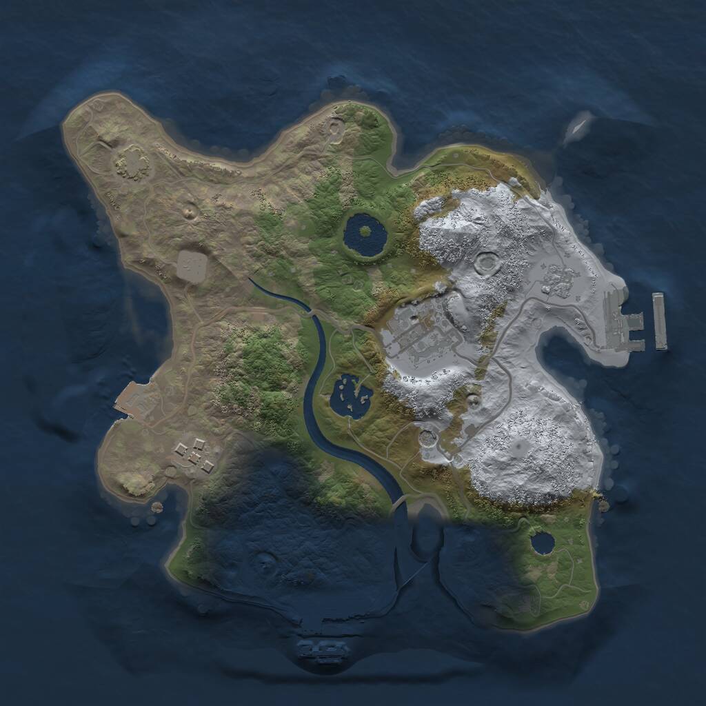 Rust Map: Procedural Map, Size: 2500, Seed: 2140119122, 9 Monuments