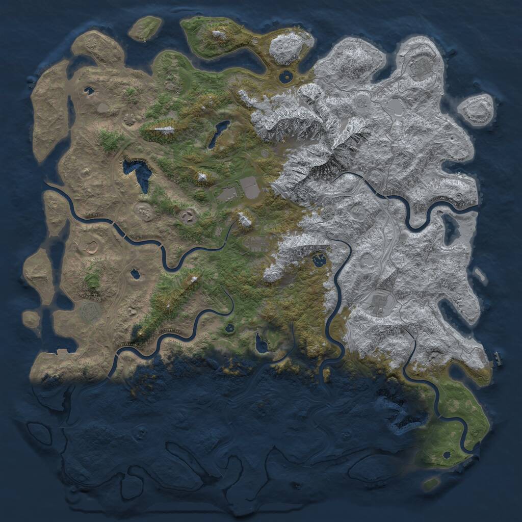 Rust Map: Procedural Map, Size: 6000, Seed: 51234, 17 Monuments
