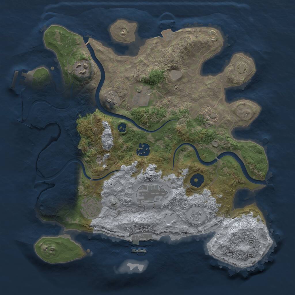 Rust Map: Procedural Map, Size: 3250, Seed: 2097995821, 13 Monuments