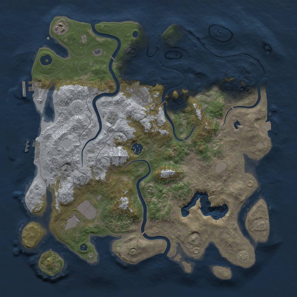 Rust Map: Procedural Map, Size: 4000, Seed: 9564439, 11 Monuments