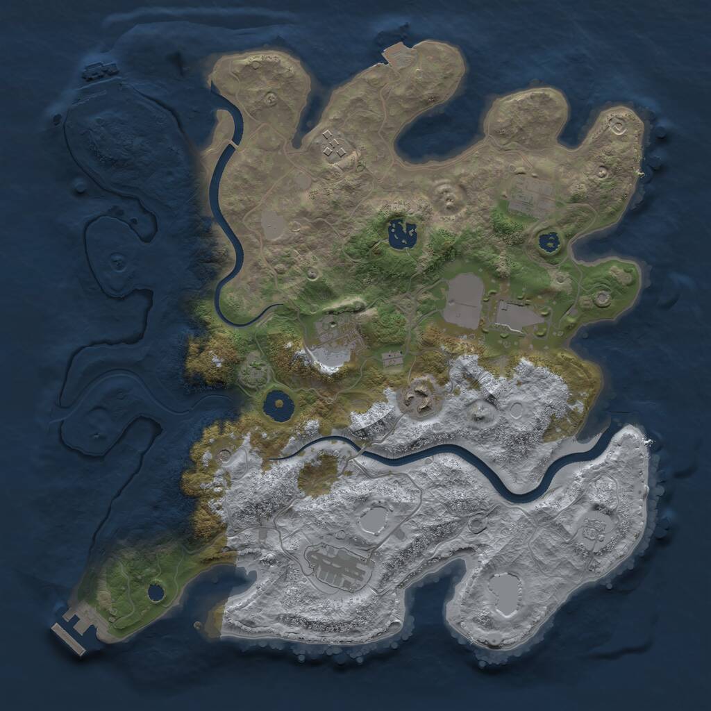 Rust Map: Procedural Map, Size: 3500, Seed: 304315212, 13 Monuments