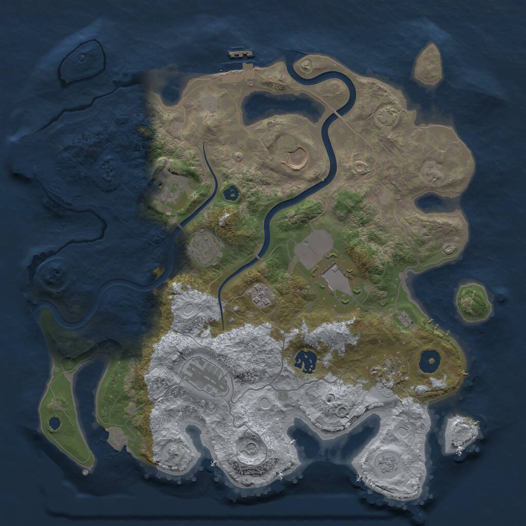 Rust Map: Procedural Map, Size: 3500, Seed: 1235007326, 14 Monuments