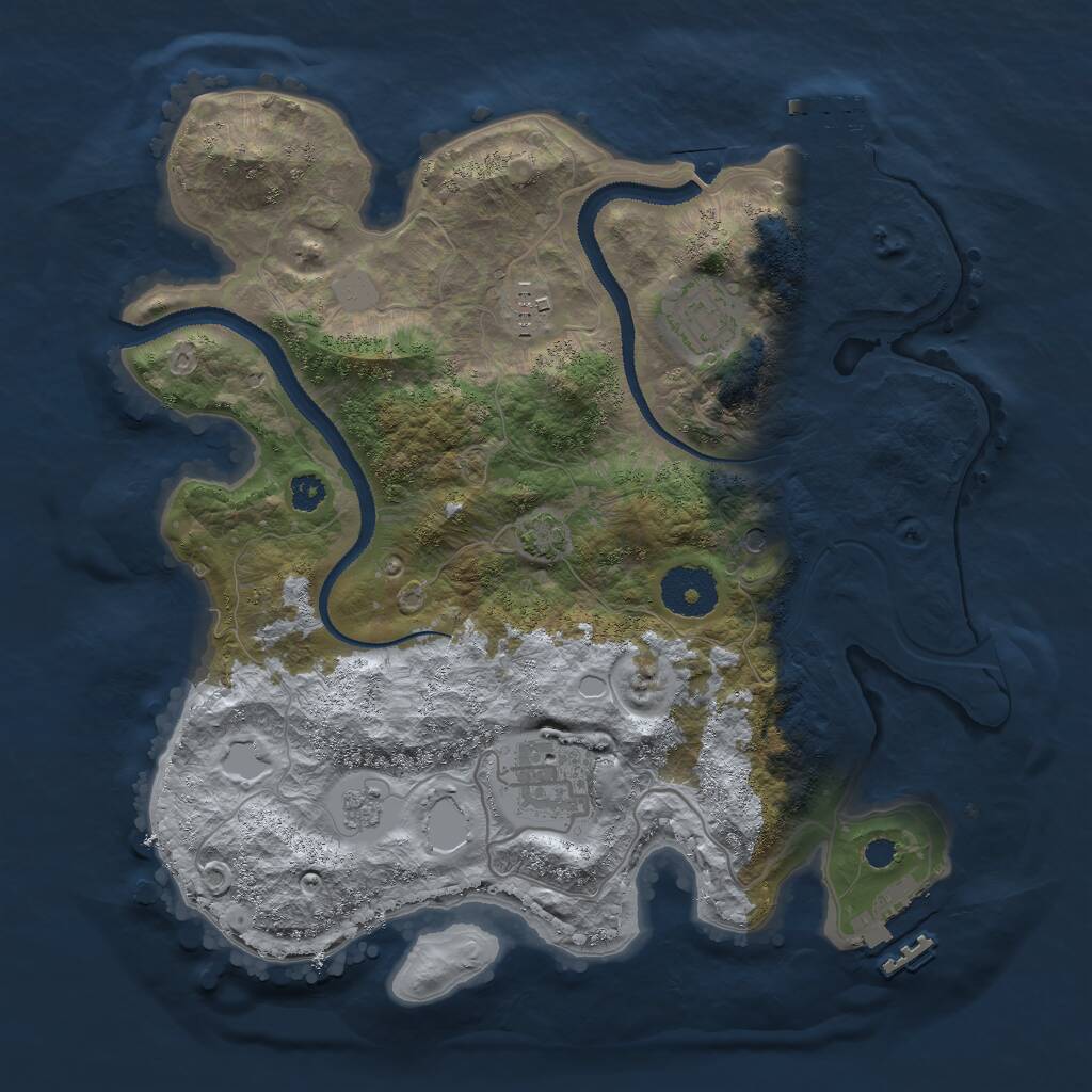 Rust Map: Procedural Map, Size: 3000, Seed: 594586, 9 Monuments