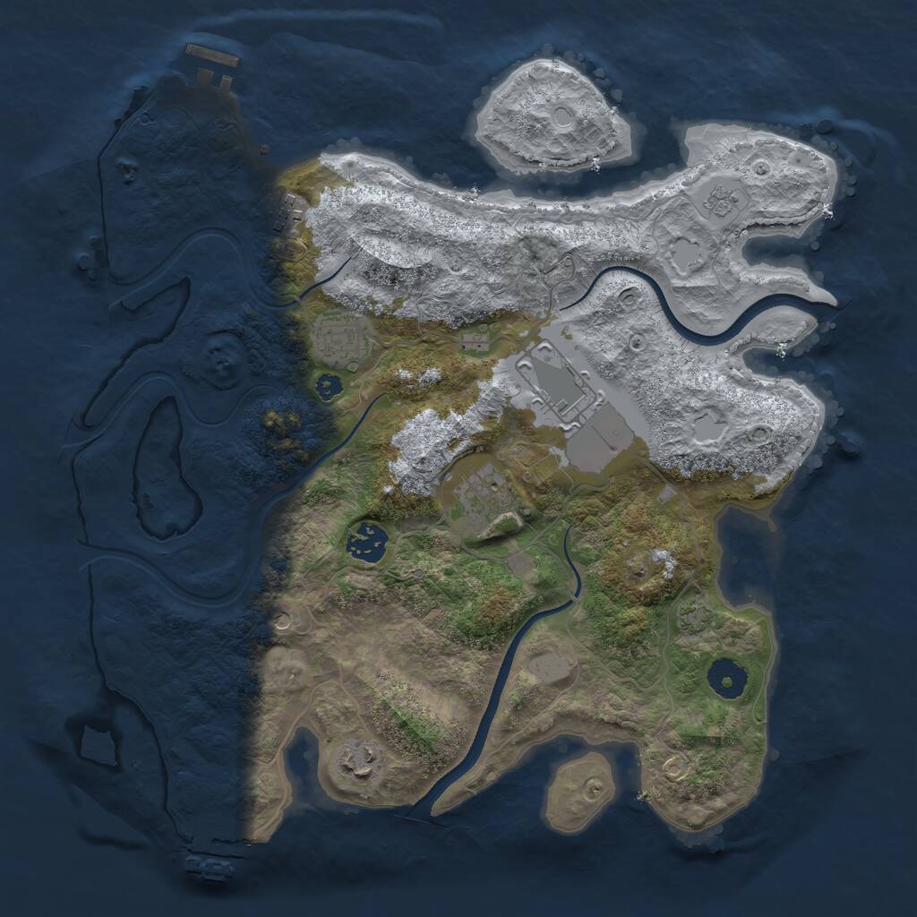 Rust Map: Procedural Map, Size: 3500, Seed: 16781, 12 Monuments