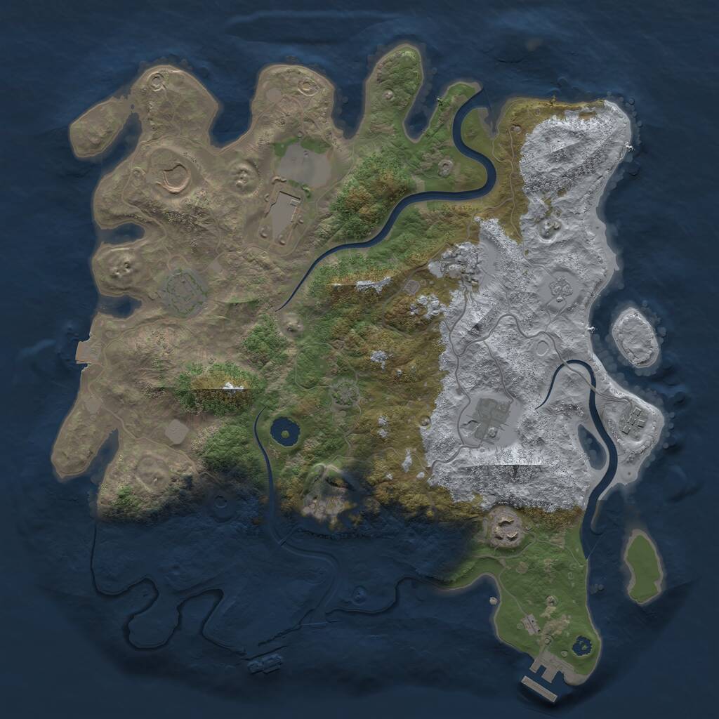 Rust Map: Procedural Map, Size: 3750, Seed: 778688657, 14 Monuments